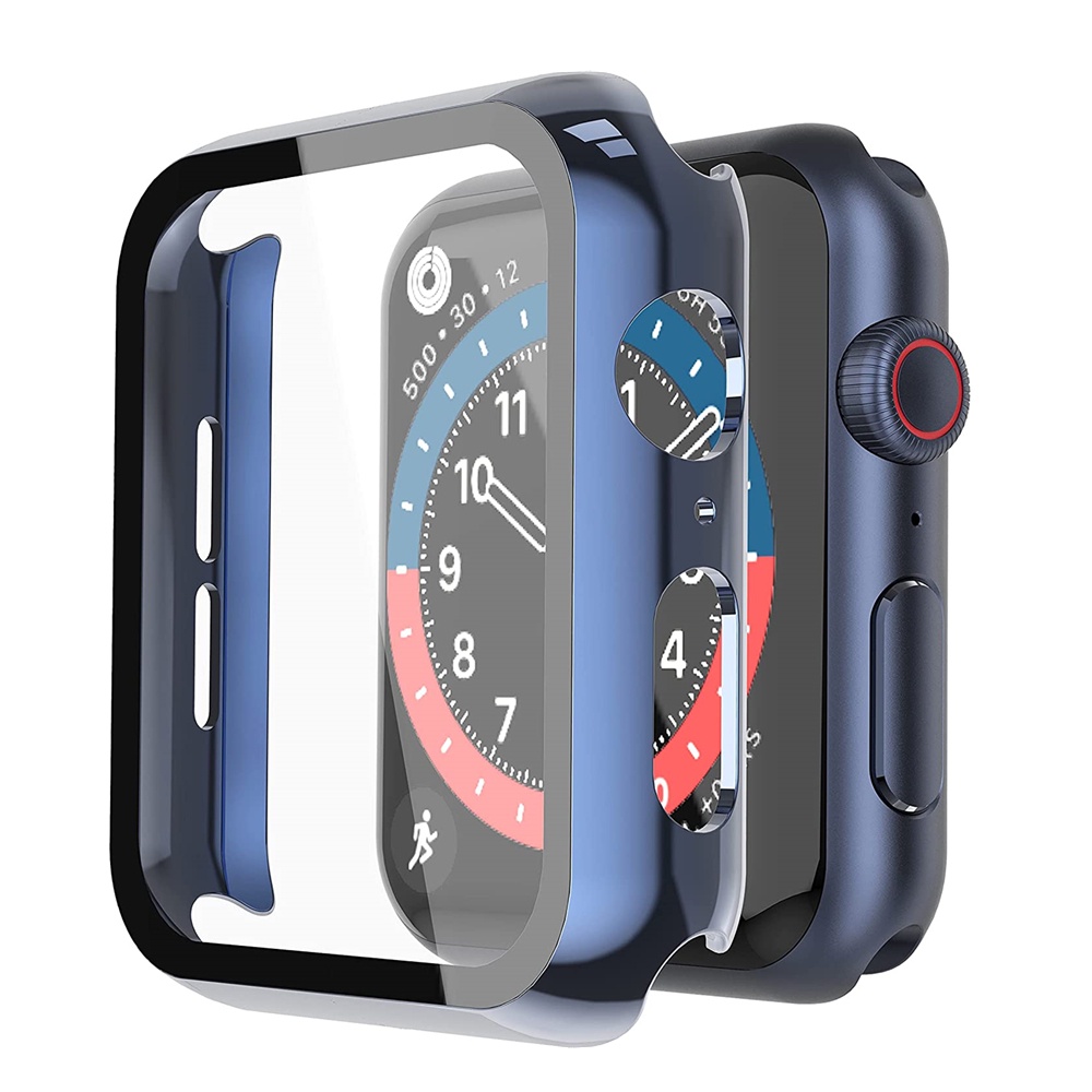 ㍿PC Case with Tempered Glass Screen Protector for Apple Watch Series 6 SE Band 40mm 44mm Full Cover for iWatch 5 4 Prote
