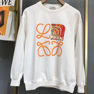 Loewe เสื้อกันหนาว คอกลม พิมพ์ลาย สไตล์ยุโรป และอเมริกา แฟชั่นฤดูใบไม้ร่วง สําหรับผู้ชาย