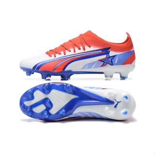 Puma World Cup รองเท้าฟุตบอล ผ้าถัก กันน้ํา สีฟ้า แดง ขาว FG39-45