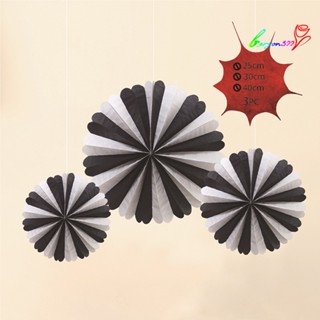 【AG】3Pcs/Set Round Hanging Honeycomb Paper Fans DIY Banner Halloween Decor