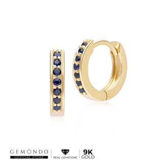 Gemondo ต่างหูทองคำ 9K ประดับไพลิน (Blue Sapphire) ทรงต่างหูห่วง ขนาด 10 มม. : ต่างหูไพลิน ต่างหูห่วงทอง ต่างหูทองแท้