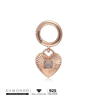 Gemondo จี้เกี่ยวกระเป๋า (Bag Charm) รูปหัวใจทำจากเงินแท้ชุบโรสโกลด์ ประด้วยพลอย โรสควอตซ์  Rose Quartz : จี้ทอง จี้เงิน