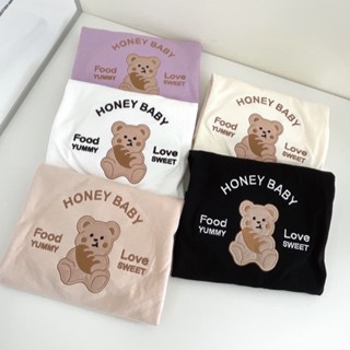 Sugarbeetshop | S220 CROP Honey baby food yummy 🤍 เสื้อยืด เสื้อทรงครอป เสื้อยืดผ้า cotton