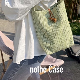 กระเป๋าผ้าใบพรีเมี่ยม สีเขียวสด น่ารัก ความจุขนาดใหญ่ กระเป๋าสะพายไหล่ที่มีสไตล์
