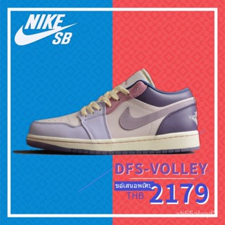 Nike Air Jordan AJ1 Low Low Series Pink Purple Easter Egg รองเท้าผ้าใบลำลองสำหรับบุรุษและสตรี