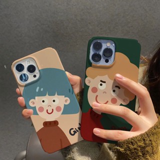 ฟิล์มแข็ง เคส iphone 14promax 11 13 12 7Plus 8 X XS Max แฟชั่น เด็กผู้ชาย และเด็กผู้หญิง เคสกันกระแทก