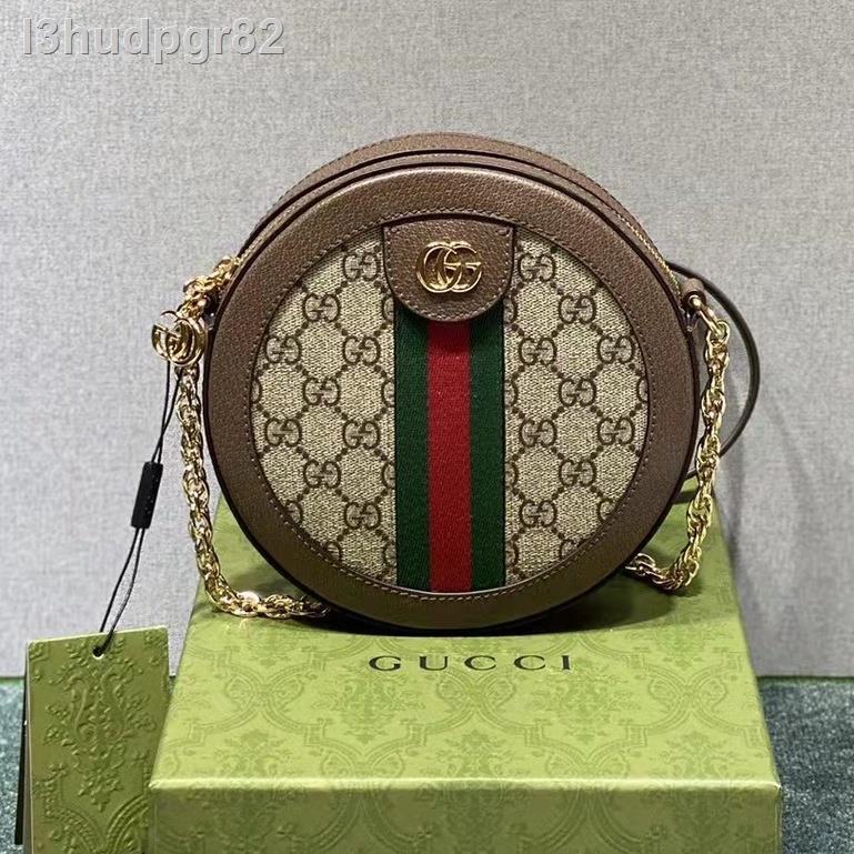 ▲▩ราคาถูกที่สุด[พร้อมกล่อง] Gucci / Gucci chain shoulder bag, new round cake bag Gucci messenger bag