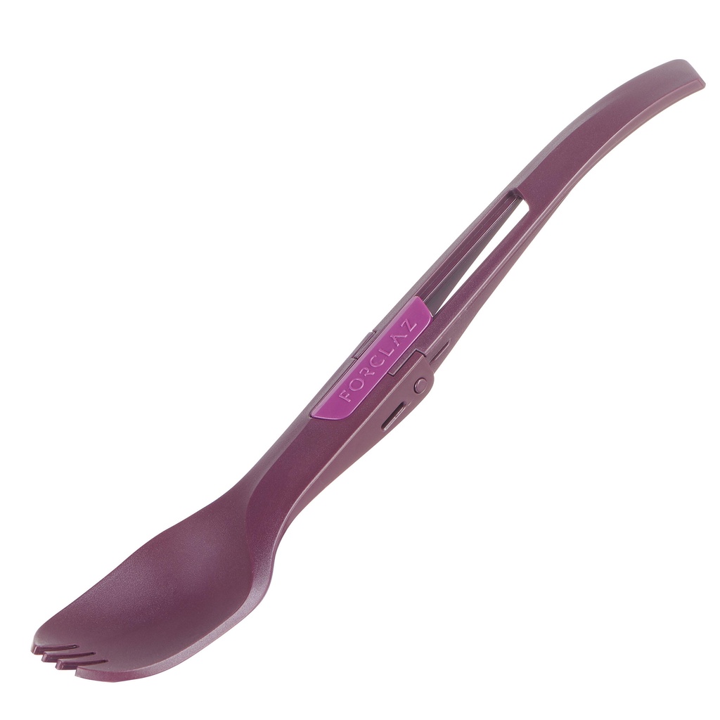 ช้อนส้อมพลาสติกแบบพับเก็บได้สำหรับการเทรคกิ้งรุ่น Trek 500 (สีม่วง) Foldable spork TREK 500 violet