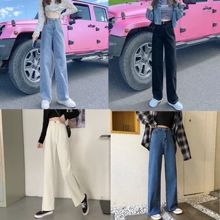 🍓👖 MKL👖🍓พร้อมส่ง 🌟 กางเกงยีนส์ ขายาว เอวสูง ทรงกระบอก เท่ เก๋ๆ ทรงสวย แนววินเทจ #8006