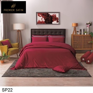 Premier Satin ผ้าปูที่นอน (ไม่รวมผ้านวม) 3.5ฟุต 5ฟุต 6ฟุต สีแดง True Red SP22 #พรีเมียร์ซาติน เครื่องนอน ชุดผ้าปู