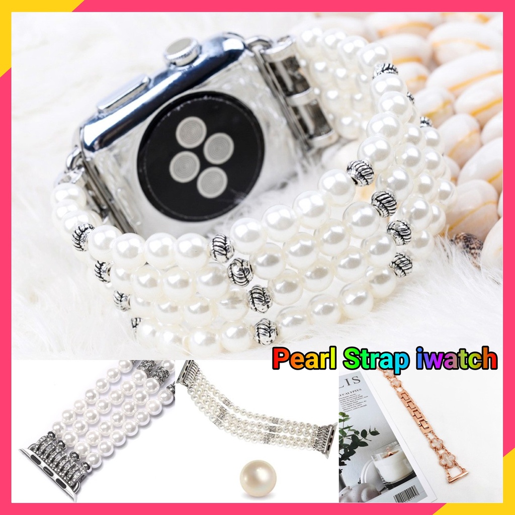 สายนาฬิกา apple watch series 8 ไข่มุก apple watch 5 แท้  apple watch series 5 เพชร สาย for apple wat