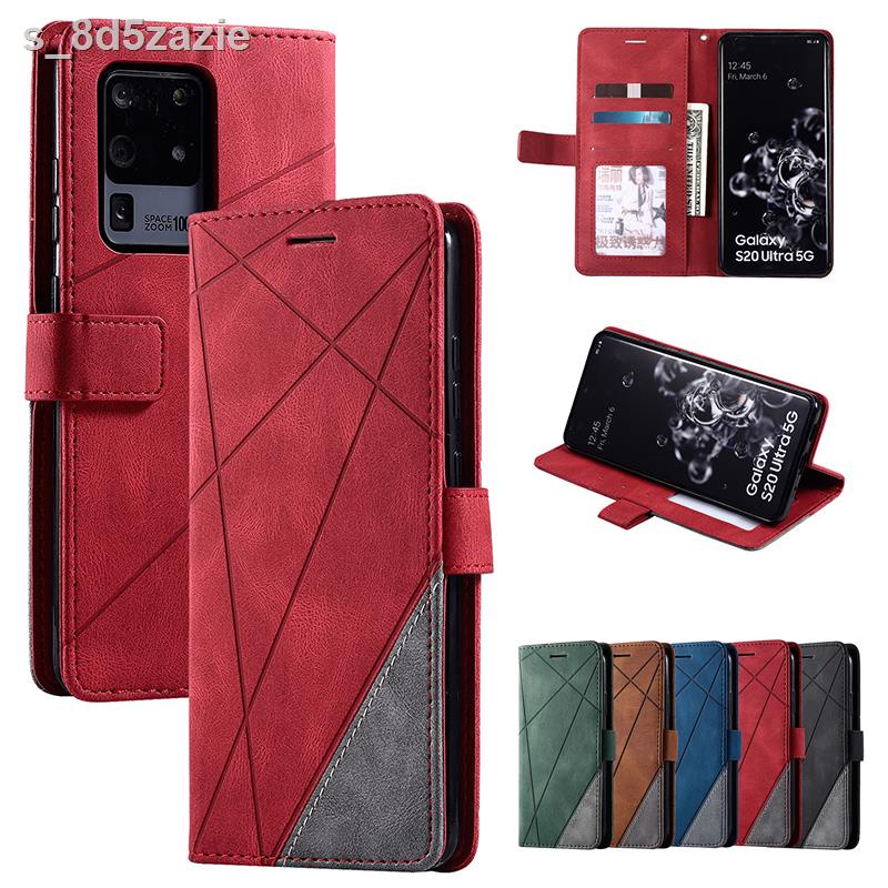 ♠Leather Case Samsung Note9 8 S10 E S9 S8 Plus S7 Edge Fashion Contrast Card Slot High Quality Flip 