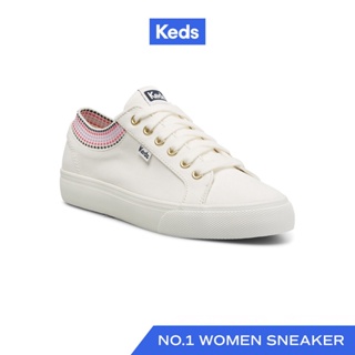 KEDS รองเท้าผ้าใบ แบบผูกเชือก รุ่น JUMP KICK RIB KNIT COLLAR SQUARE สีขาว ( WF66959 )