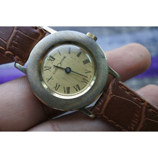 นาฬิกา Vintage มือสองญี่ปุ่น CUSTOM TIME SWISS MADE ระบบ ไขลาน ผู้ชาย ทรงกลม กรอบทอง หน้าทอง หน้าปัด 35มม