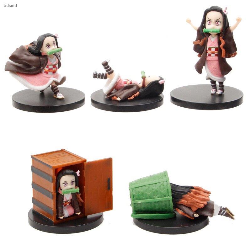 5pcs/set Nezuko Figurine Anime Demon Slayer Kimetsu No Yaiba Action Figure PVC Collection Model Doll Toy Figures