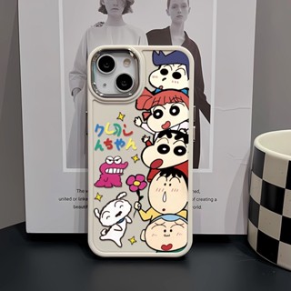 เคสโทรศัพท์มือถือ ซิลิโคน กรอบโลหะ ลายการ์ตูนชินจัง สําหรับ iphone 14ProMax 11 13 12 7Plus 8 X XS Max