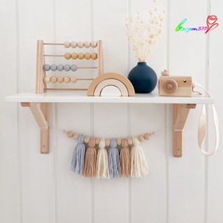 【AG】Tassel Garland Nordic Macrame Colorful Wood Beads Pastel Banner for Room