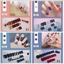 [24Pcs] พร้อมส่งเล็บปลอม ชิ้น แผ่นกาวซิลิโคน Fake Nail เล็บปลอม