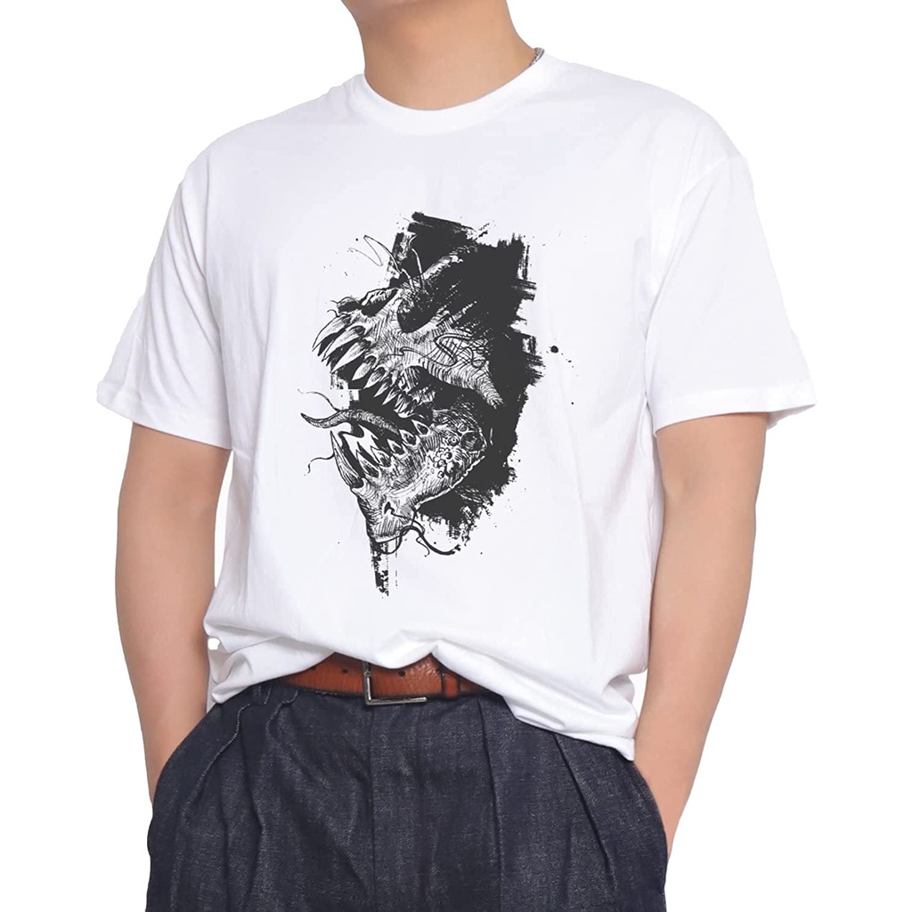 Autuoman Men's T Shirt  Mens Short Sleeve Shirts Skull Graphic Tees 100% Soft Cotton Crew Neck T-shi