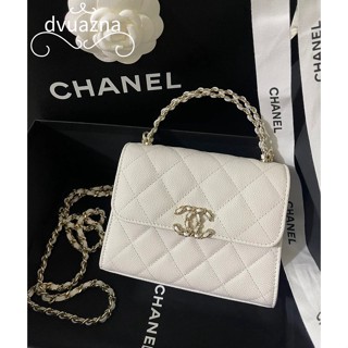 💯 แบรนด์ใหม่ 100% ของแท้ CHANEL 23P KELLY กระเป๋าถือขนาดเล็กกระเป๋าสะพายไหล่ข้างหนึ่ง