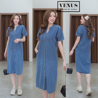 🎀Jeans MaxiDress แม๊กซี่เดรสผ้ายีนเนื้อดี แต่งกระดุมเรียงหน้า งานสวยนะคะ