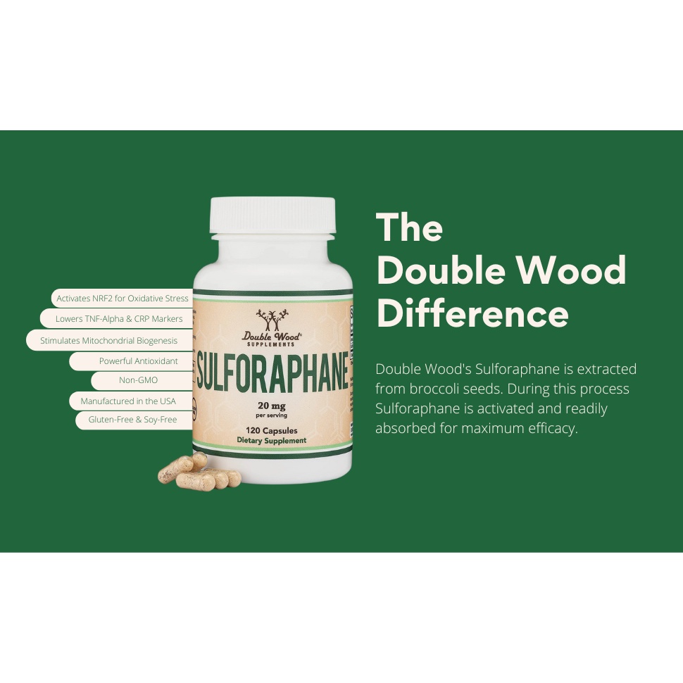 Double wood Sulforaphane 20 mg 120  caps