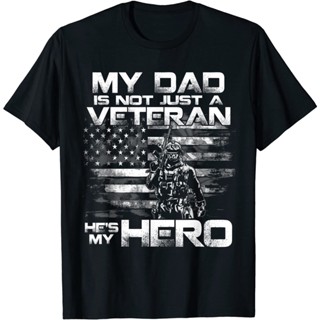 เสื้อยืดพ่อของฉันทหารผ่านศึก My Hero Veteran Support Funny Fathers Day : เสื้อผ้า รองเท้า และเครื่องประดับ