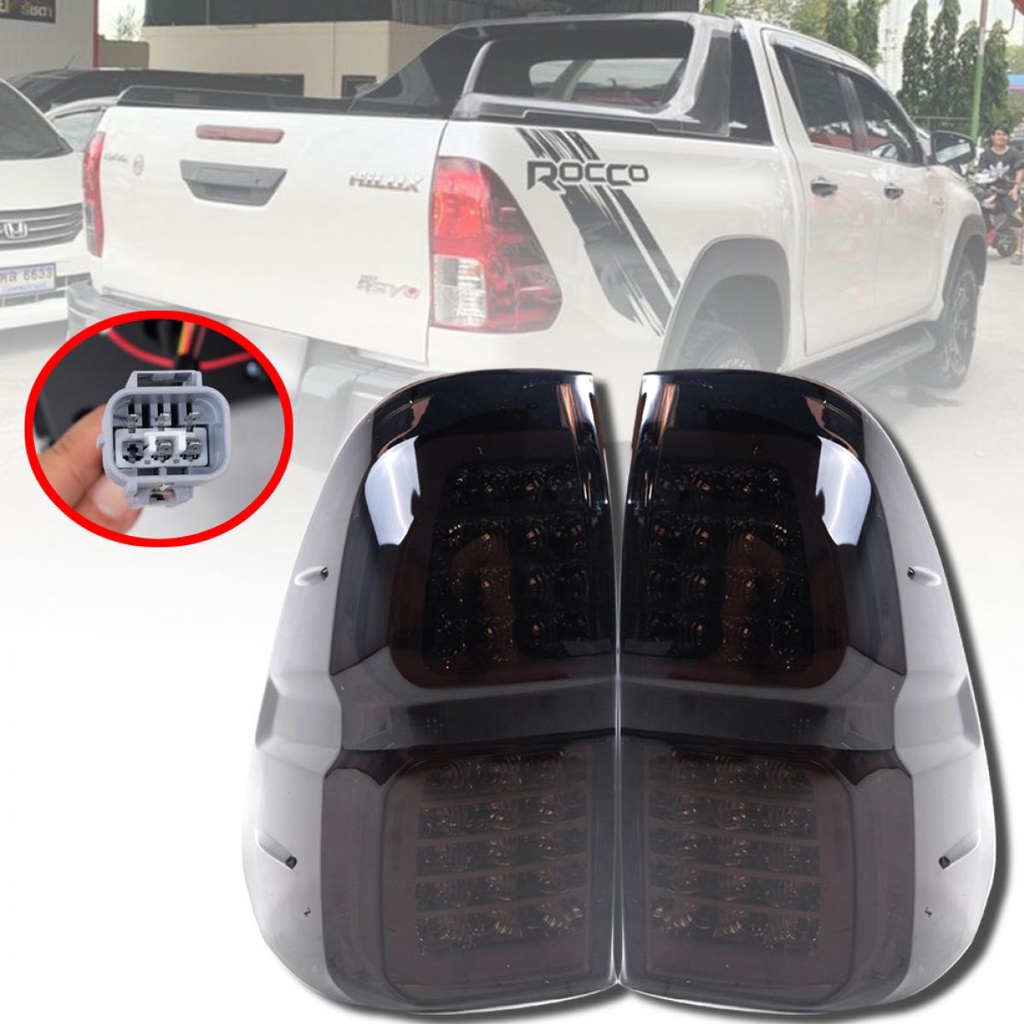 *โล๊ะสต๊อก* ไฟท้ายแต่ง LED รุ่น โตโยต้า ไฮลักซ์ รีโว่ Toyota Hilux Revo ปี 2015-2019 1 คู่ พร้อมชุดสายไฟ+หลอดไฟ