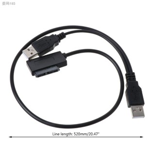 【PC】 Dual USB 2.0 to 7+6 Pin Slimline Slim SATA Cable Adapter Converter Power Supply Cord for Notebook Laptop CD-ROM DVD