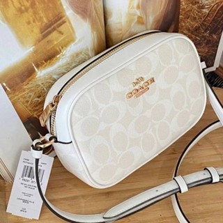 ✅ พร้อมส่ง NEW COACH MINI JAMIE CAMERA BAG IN SIGNATURE CANVAS สีขาว