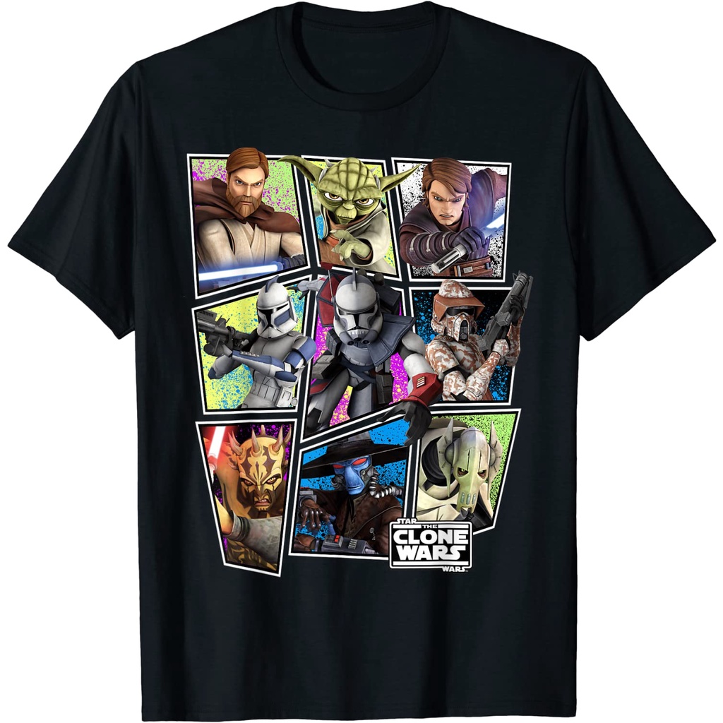 Star Wars Clone Wars Square Group Photos เสื้อยืดกราฟิกเสื้อยืด