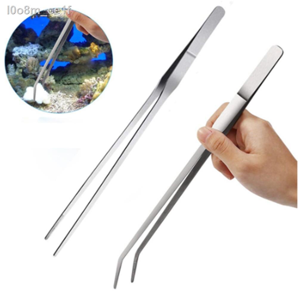 2Pcs Aquarium fish tank aquatic plant tweezers Aquatic plants Clip Stainless Steel Tweezers Straight