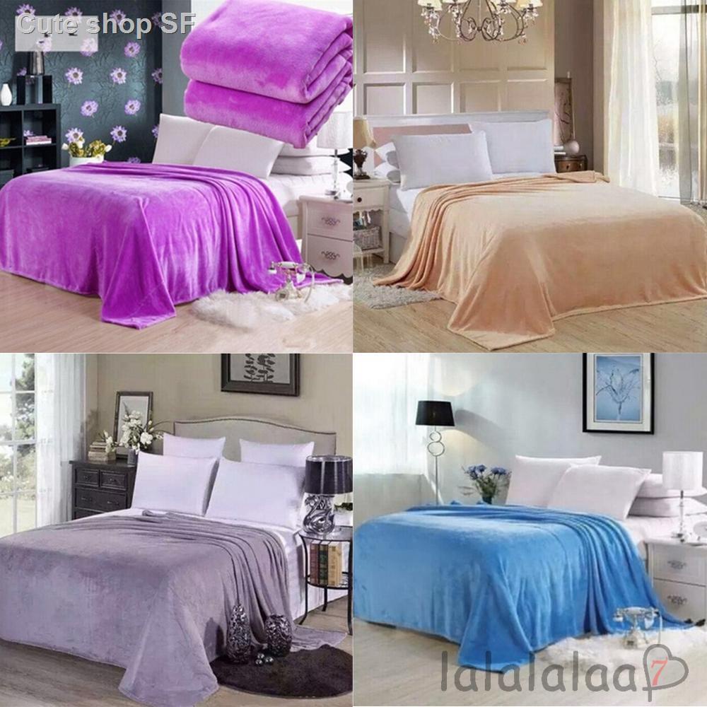 ❆☉❆Soft Warm Solid Color Micro Plush Fleece Blanket Throw Rug Sofa Bedding Flannel
