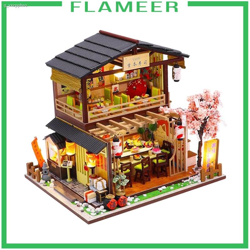 [FlameerMY❤] DIY Wooden House Japanese Style Miniature Doll House Kits w/ Furniture &amp; LED