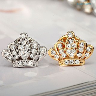 Calciumsp Fashion Crown Rhinestones Brooch Pin Women Shirt Jacket Collar Decor Jewelry