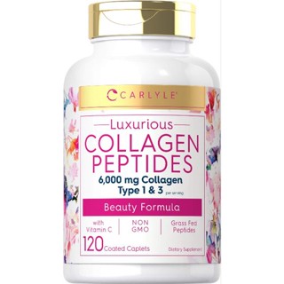 Carlyle Collagen Peptide Pills | 6000mg | 120 Capsules | Multi Collagen with Vitamin C Type 1 and 3 Non-GMO Grass Fed