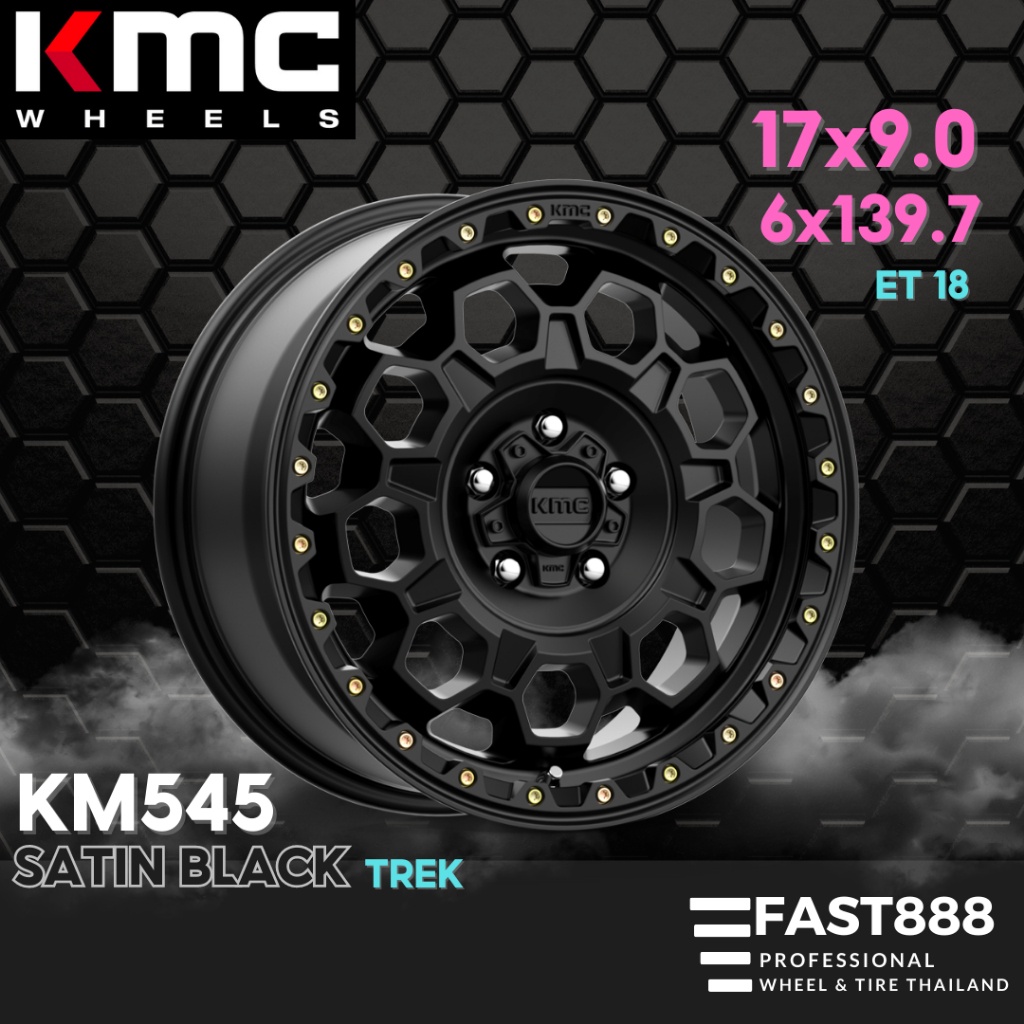 ยางพร้อม ล้อKMC 17นิ้ว รุ่น KM545 สีSatin Black 6รู139.7 ยางKO2 ยางAT ยางRT ถ่วงฟรี ล้อแท้