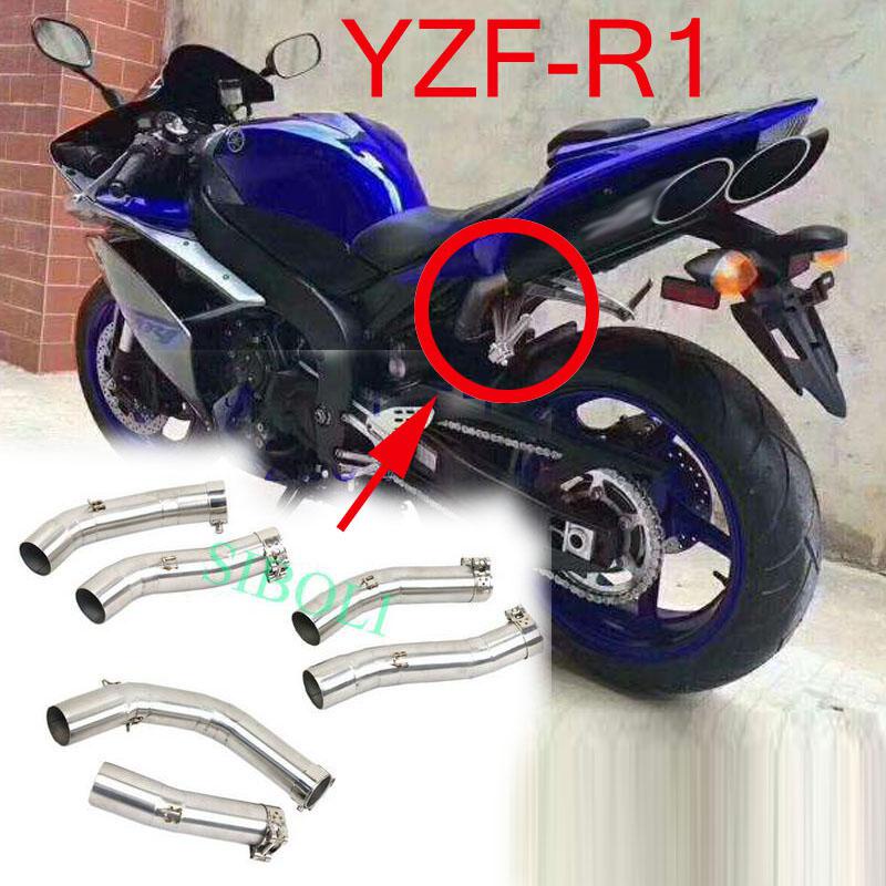 R1รถจักรยานยนต์ไอเสียกลาง Link ดัดแปลงท่อสำหรับ Yamaha YZF-R1 2004 2005 2006 2007 2008 2009 2010 2011 2012 2013 2014