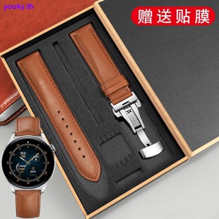 สายนาฬิกาข้อมือหนังแท้ แต่งหัวเข็มขัดผีเสื้อ สําหรับผู้ชาย Huawei watch GT 2 3 PRO BUDS 0703