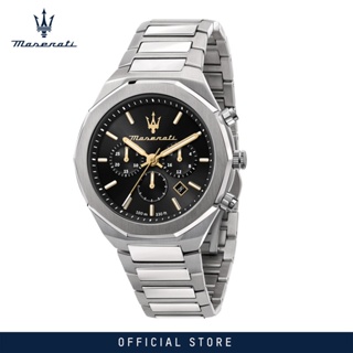 [2 Years Warranty] Maserati Stile 45mm Black Sunray Dial Mens Chronograph Quartz Watch R8873642010