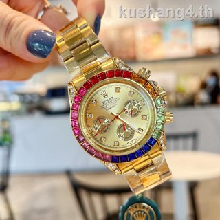 [RR] Swiss Rainbow Daytona_Classic นาฬิกาข้อมือควอตซ์แฟชั่น สายแสตนเลส กันน้ํา สําหรับบุรุษ