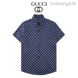 [spots] Gucci เสื้อเชิ้ตแขนสั้นลําลอง คอปกพับ พลัสไซซ์ สไตล์วินเทจ ฮาวาย แฟชั่นฤดูร้อน สําหรับผู้ชาย และผู้หญิง 2023