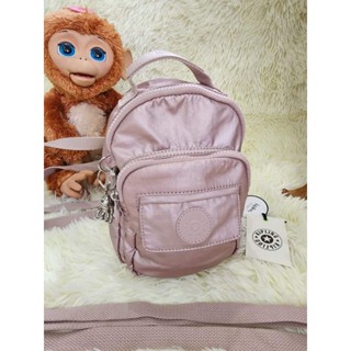 Used Kipling Mini Backpack สี Metallic rose กระเป๋าkipling แท้มือสอง