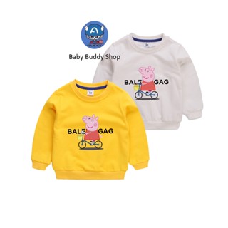 **สปอต** Peppa Pig 10 สีในฤดูใบไม้ร่วงวรรคแขนยาวเสื้อกันหนาวเสื้อยืดเด็กการ์ตูนผ้าฝ้าย (ขายส่ง)