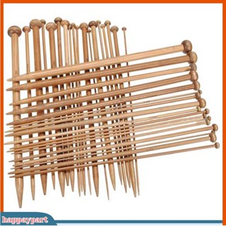 (happaypart) 36Pcs 18 Sizes Carbonized Bamboo Knitting Needles Set Single Pointed Smooth Crochet Tool