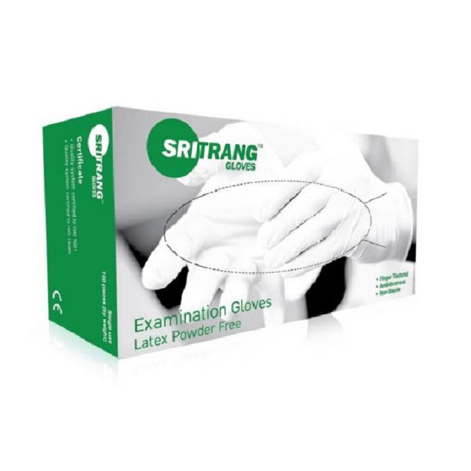 Sritrang gloves ถุงมือยาง ศรีตรัง ไม่มีแป้ง Size : L