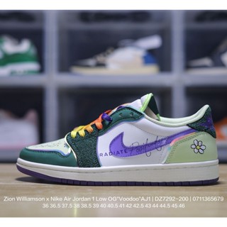 Nba Zion Williamson x N_ike Air Jordan 1 Low OG "Voodoo" AJ1 Jordan Generation OG Series รองเท้าผ้าใบลําลอง ข้อสั้น สไตล์คลาสสิก เรโทร เหมาะกับการเล่นกีฬา บาสเก็ตบอล