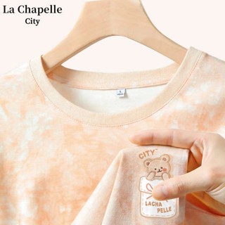 shein thailand เสื้อยืดแขนสั้น La Chapelle สีกากีสำหรับผู้หญิงเสื้อผู้หญิงทรงหลวมผ้าคอตตอนแท้สไตล์เกาหลีแบบใหม่ปี2023