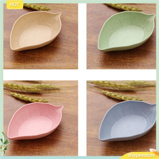 (shopeestore) Creative Leaf Shape Wheat Straw Seasoning Dish Sauce Vinegar Mini Plate Tool@S