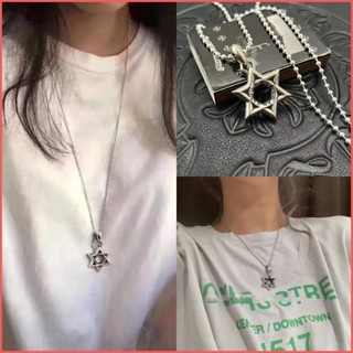 Chrome HEARTS สร้อยคอโซ่เงินแท้ 925 จี้รูปดาวหกแฉก สไตล์พังก์ วินเทจ หรูหรา เครื่องประดับ